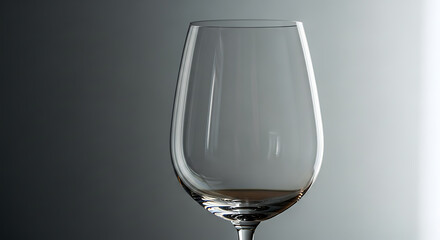 A close up shot of an empty wine glass against a blurred gray and white gradient background ai generated