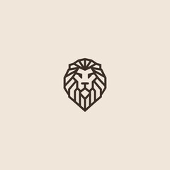 Simple minimalist geometric lion logo line illustration. © Leyde