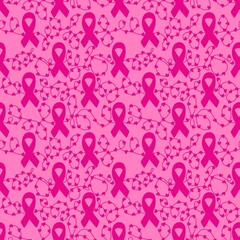 Breast cancer month seamless pink ribbon day mammogram pattern for medical accessories and medicine textiles