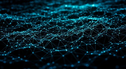 Obraz premium Cyan and blue glowing digital connections background