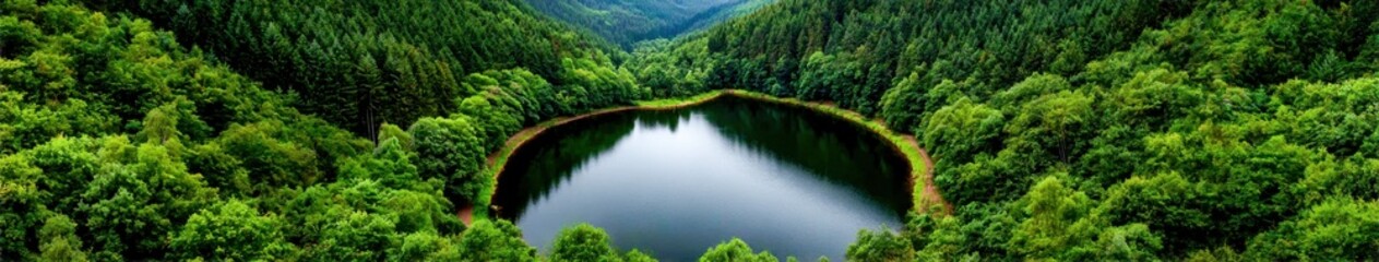 Lake in forest valley