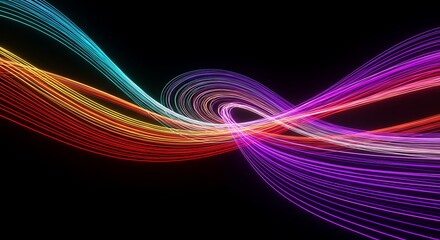 Futuristic curved neon line background