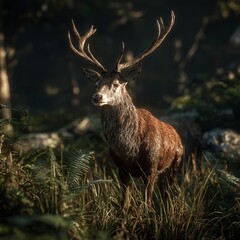Naklejka premium Abstract Green and Brown Forest Bokeh Background with Beautiful Light and Soft Hues