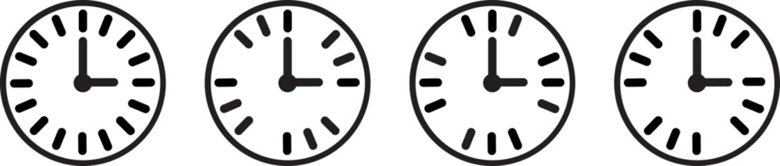 Time Clock Outline Vector Icon Set