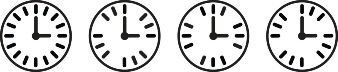 Time Clock Outline Vector Icon Set