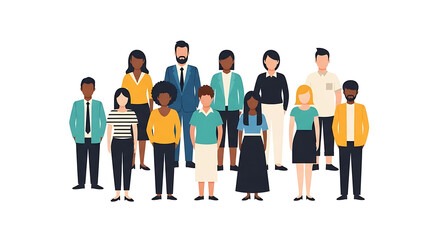 Diverse group of people standing together in a vector illustration on a white background ai generated