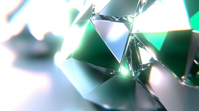 Closeup Emerald Green Crystal Gemstone Facets, Shiny Jewel, Luxury Diamond Texture