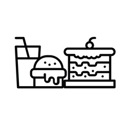 Burger and Cake Vector Icon for Fast Food and Dessert Illustrations