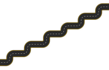 Obraz premium staircase-shaped road in the middle with straight arms from four directions from a top view, a circular road isolated from the background, an illustration. vector eps 10