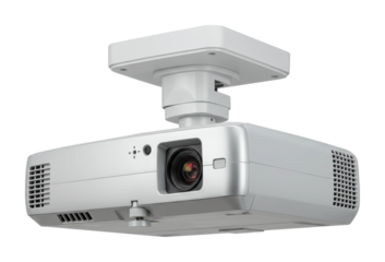 Installation of a high-quality projector in a modern office space technology equipment indoor professional setting. Cut out PNG