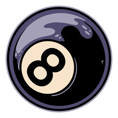 8 Ball Mascot Billiards Handdrawn Illustration