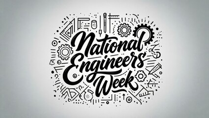National engineers week lettering, party greeting card, calligraphy poster.