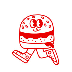 Transpent Running Burger mascot illustration
