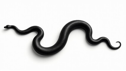 Fototapeta premium Black Snake on White Background