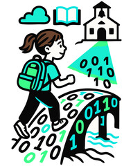 Data Bridge – Students Walking on Binary Path