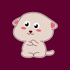Cute cartoon cat sticker
