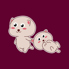 Cute cartoon cat sticker