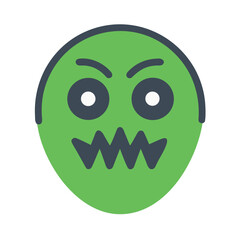 Fototapeta premium Green Monster Angry Emoji Face