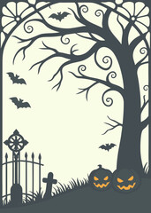  Twilight Halloween Border with Pumpkins