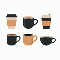 Obraz premium Vector coffee cups vector illustration set of different types for cafe menu and design elements vector art