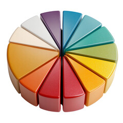 Obraz premium Colorful pie chart segments for business data analysis and presentation isolated on transprint background