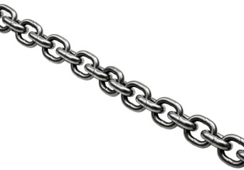 Obraz premium Industrial chain link workshop metal object steel environment macro strength and durability. Cut out PNG