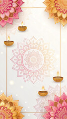 Diwali Celebration Festive Mandala and Diya Lights banner