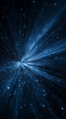 Awesome photo of abstract blue cosmic explosion of light streaks and stars.