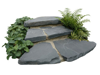 Png garden stone steps landscaping idea backyard design natural stone pathway outdoor garden staircase design Isolated on white background