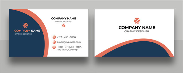 Creative Coral Blue Name Card Layout