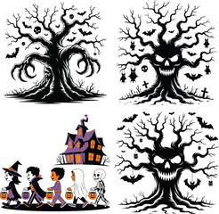 Spooky Halloween Silhouettes Pumpkins, Wolves & Haunted Graveyard Designs 4