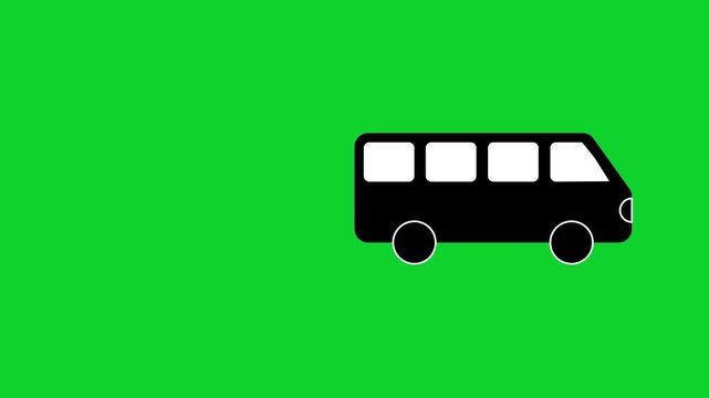 Bus light flash animation video, bus icon animated footage, isolated on green background
