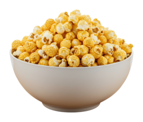 Delicious caramel popcorn home theater snack cozy living room movie night treats. Cut out PNG
