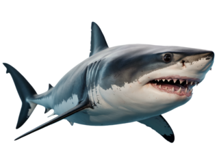 Png great white shark portrait underwater ocean predator dangerous teeth wildlife sea animal marine life apex predator Isolated on white background