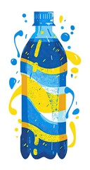 Colorful soda bottle with splashes