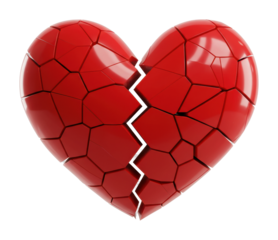 Emotional representation of a broken heart abstract isolated environment heartbreak concept. Cut out PNG