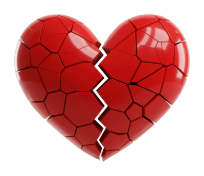 Emotional representation of a broken heart abstract isolated environment heartbreak concept. Cut out PNG