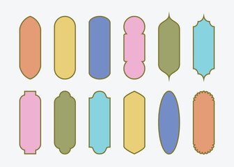 Blank and empty colorful modern architectural shapes window frame banners icons set design elements template on light gray background