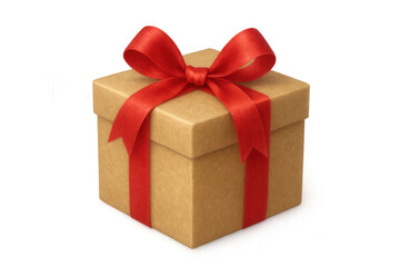 Fototapeta premium Closed beige gift box tied with red ribbon on transparent background, perfect for celebrations and special occasions