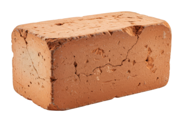 Natural cheese block handling cheese factory food product indoor culinary delight. Cut out PNG