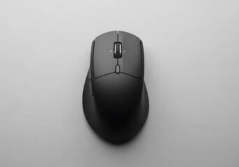 Top view of wireless ergonomic mouse for computer and laptop on white background