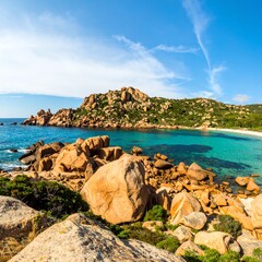 Coastal landscape with rocks and turquoise water