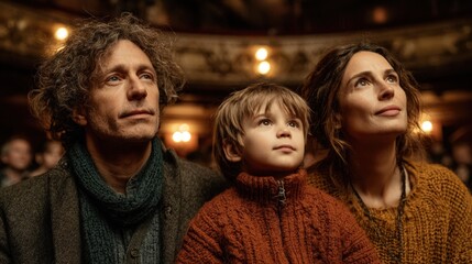 Family Enjoying a Captivating Theater Performance Together