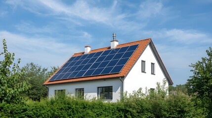 Modern home with solar panels generating clean energy on a sunny day for eco-friendly living