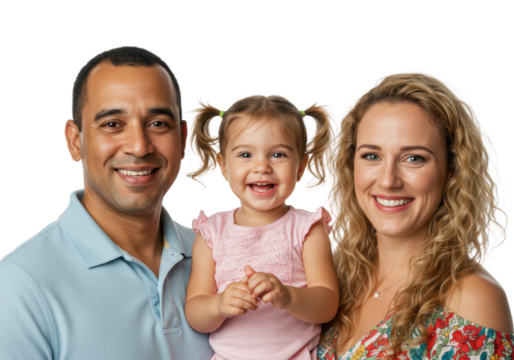 Joyful family portrait studio setting professional bright lighting cherished moments. Cut out PNG