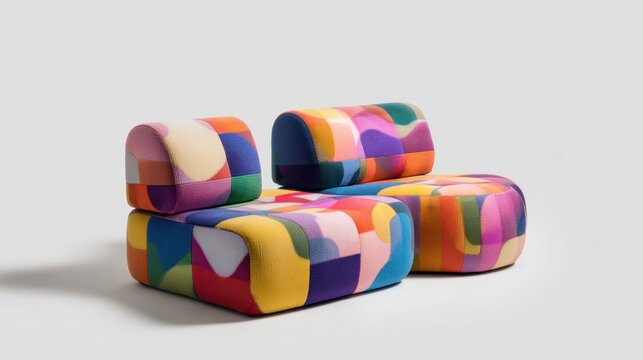 Colorful abstract modular seating