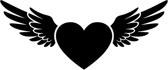 Obraz premium heart with wings silhouette 