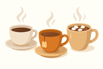 Warm Drinks Set with Coffee, Tea and Hot Chocolate