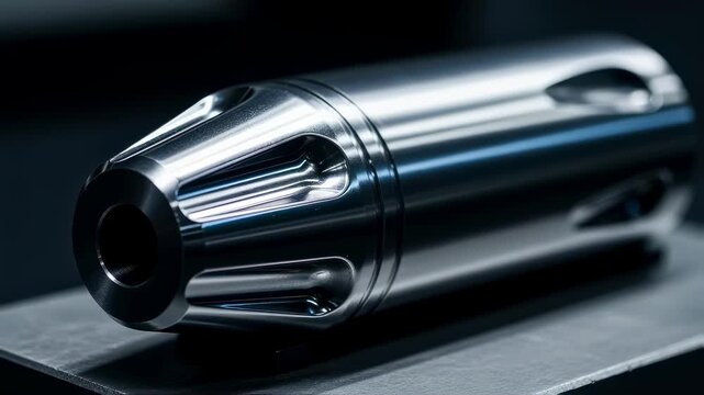 Image capturing the finished surface finish of a railgun projectile sabot after grinding and polishing processes.