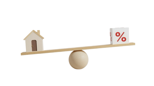 Minimalist Home Mortgage Interest Rate Balance Concept Illustration